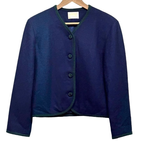 Pendleton Women’s Sz 10  Blue Green 100% Virgin Wool Blazer Coat Jacket Vintage - Picture 1 of 10
